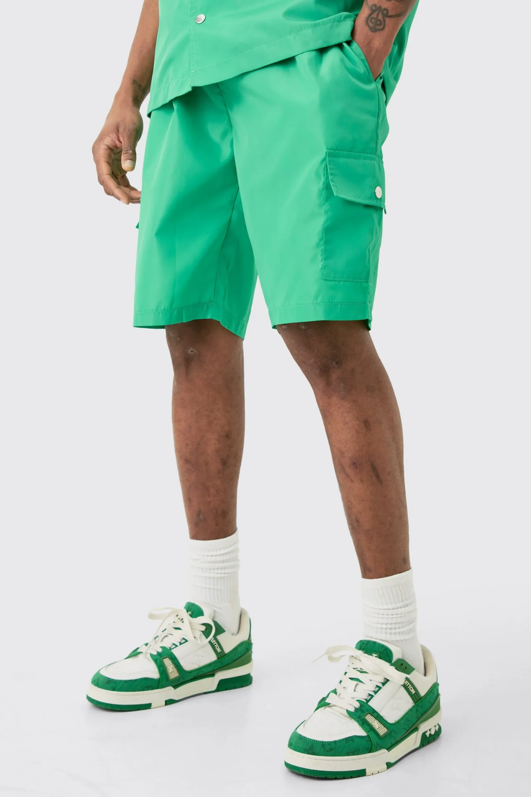 boohooMAN Tall Elasticated Waist Relaxed Nylon Man Cargo Short | UK| Shorts
