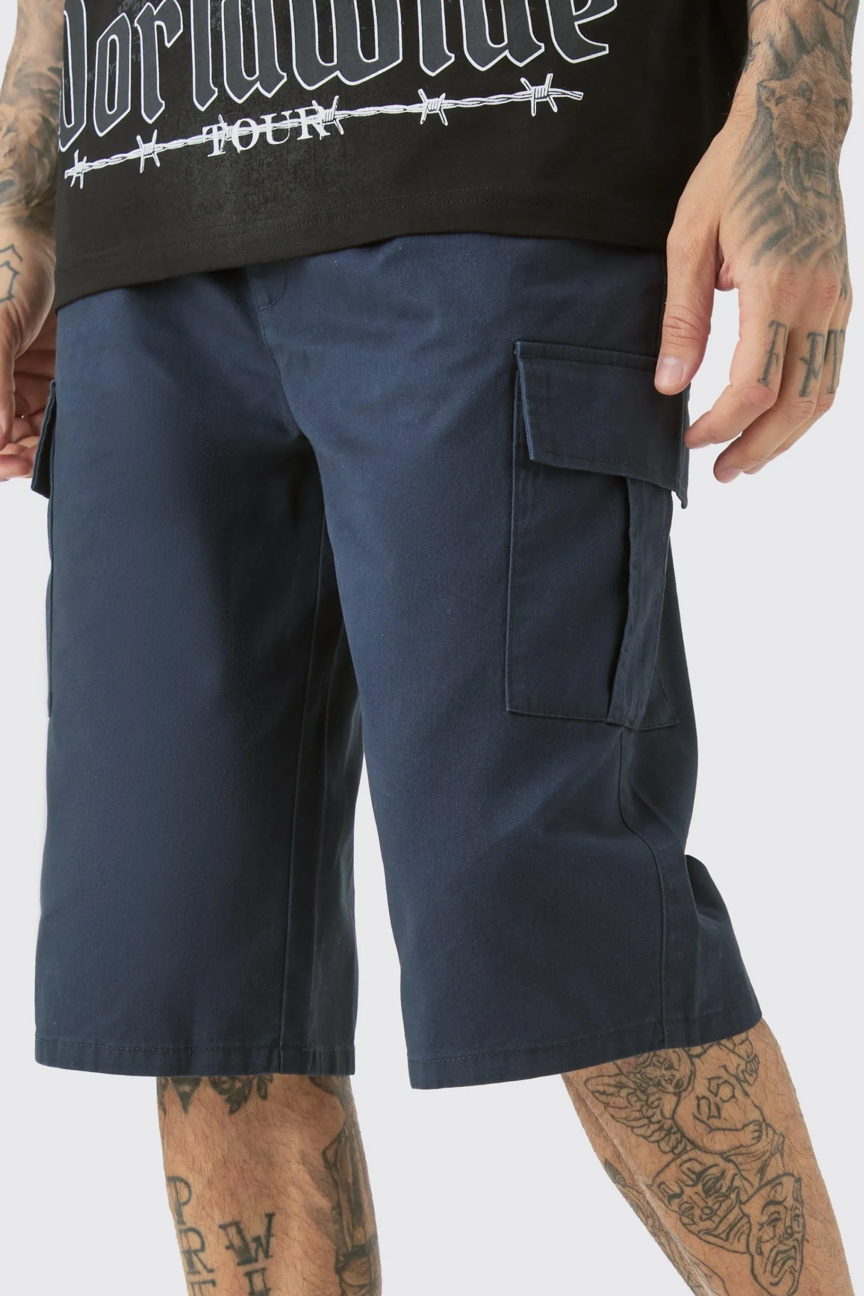 boohooMAN Tall Elasticated Waist Relaxed Fit Cargo Jorts | UK| Shorts