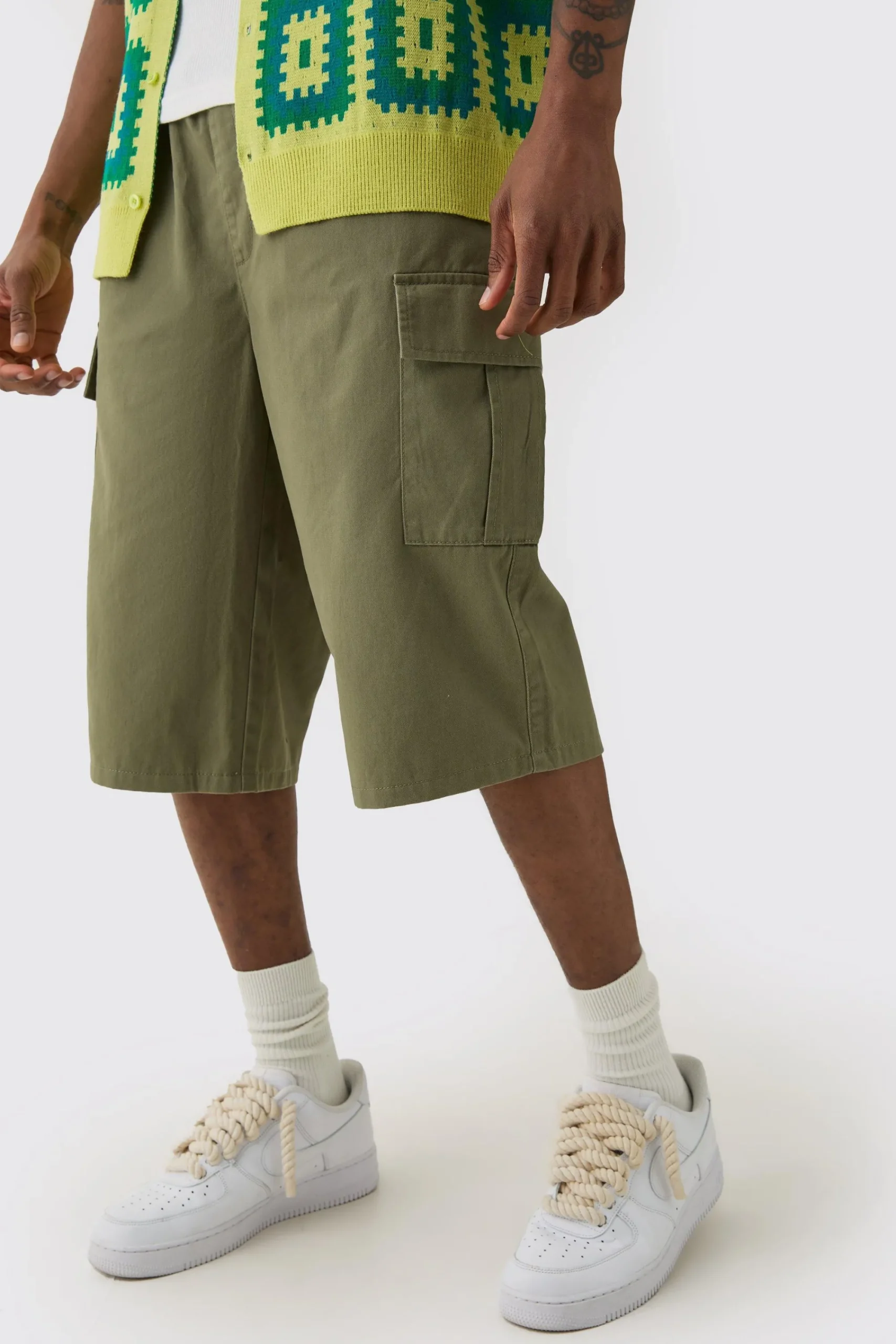 boohooMAN Tall Elasticated Waist Relaxed Fit Cargo Jorts | UK| Shorts