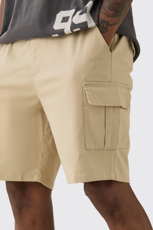 boohooMAN Tall Elasticated Waist Slim Fit Cargo Shorts | UK| Shorts