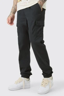 boohooMAN Tall Elasticated Waist Twill Slim Fit Cargo Trouser | UK| Trousers|Cargos