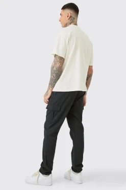 boohooMAN Tall Elasticated Waist Twill Slim Fit Cargo Trouser | UK| Trousers|Cargos