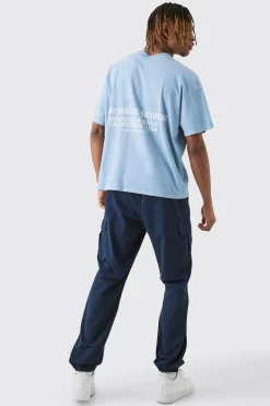 boohooMAN Tall Elasticated Waist Twill Slim Fit Cargo Trouser | UK| Trousers|Cargos