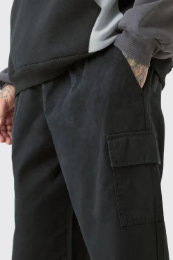 boohooMAN Tall Elasticated Waist Twill Relaxed Fit Cargo Trouser | UK| Trousers|Cargos