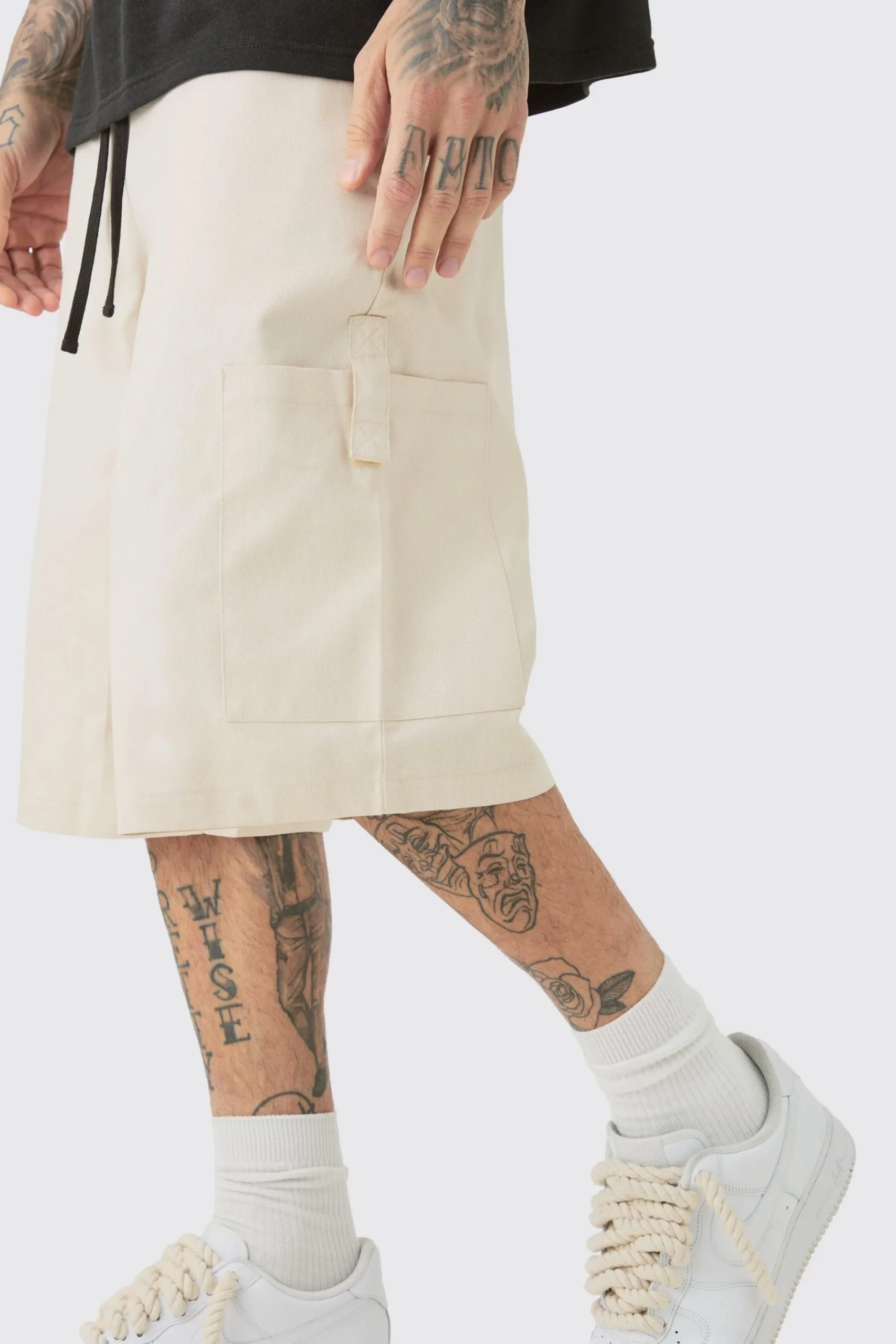 boohooMAN Tall Elasticated Waist Utility Pocket Jorts | UK| Shorts