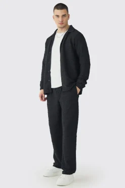 boohooMAN Tall Elevated Pleated Shirt And Straight Fit Trouser Set In | UK| Trousers|Sets & Co-Ords