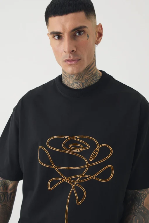 Tall Extended Neck Flower Print T-shirt | UK^boohooMAN Best