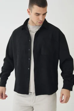 boohooMAN Tall Faux Suede Button Through Overshirt | UK| Shirts