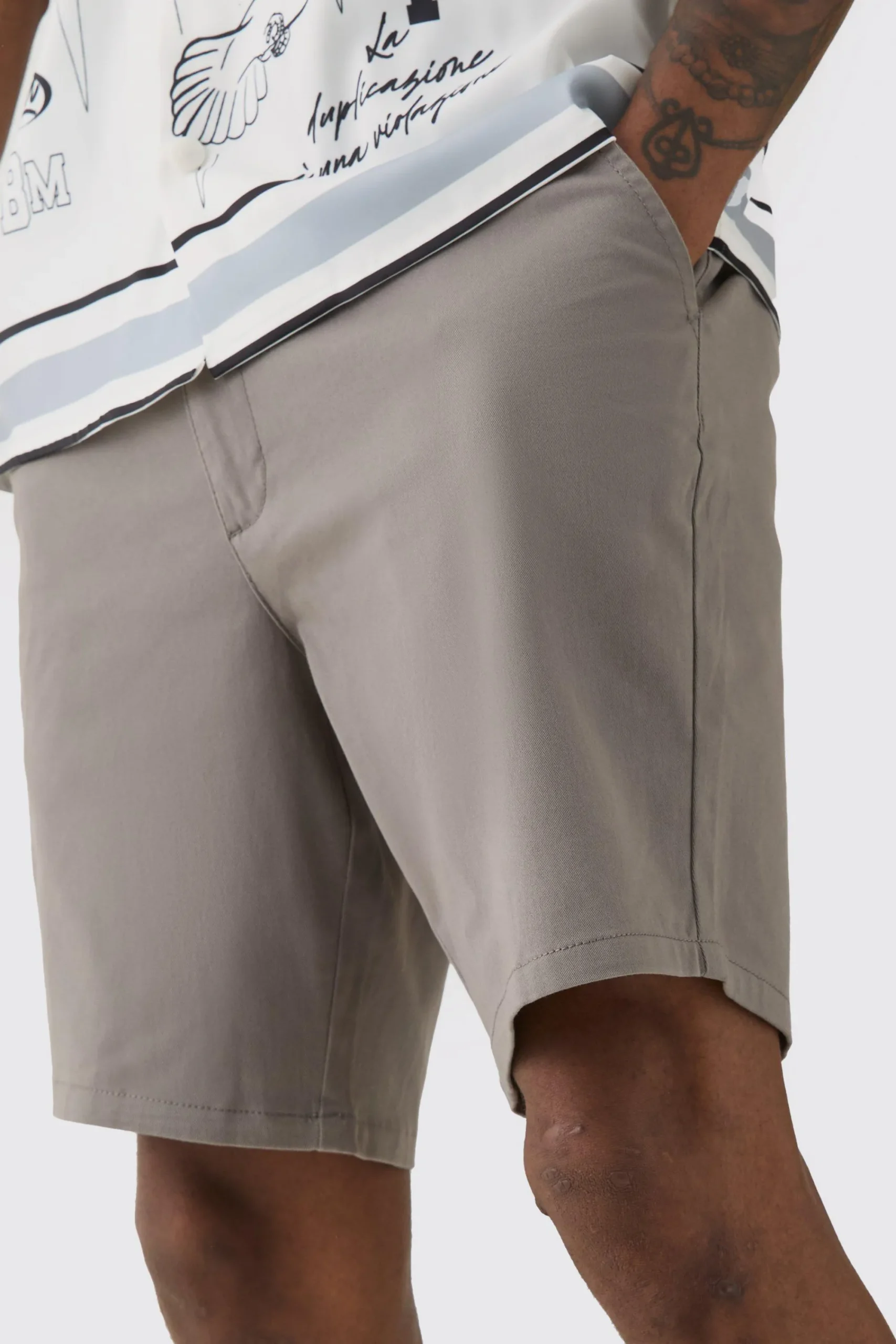 boohooMAN Tall Fixed Waist Skinny Fit Chino Shorts | UK| Shorts