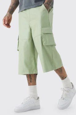 boohooMAN Tall Fixed Waist PU Panels Cargo Jorts | UK| Shorts