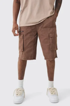 boohooMAN Tall Fixed Waist Raw Hem Relaxed Cargo Shorts | UK| Shorts