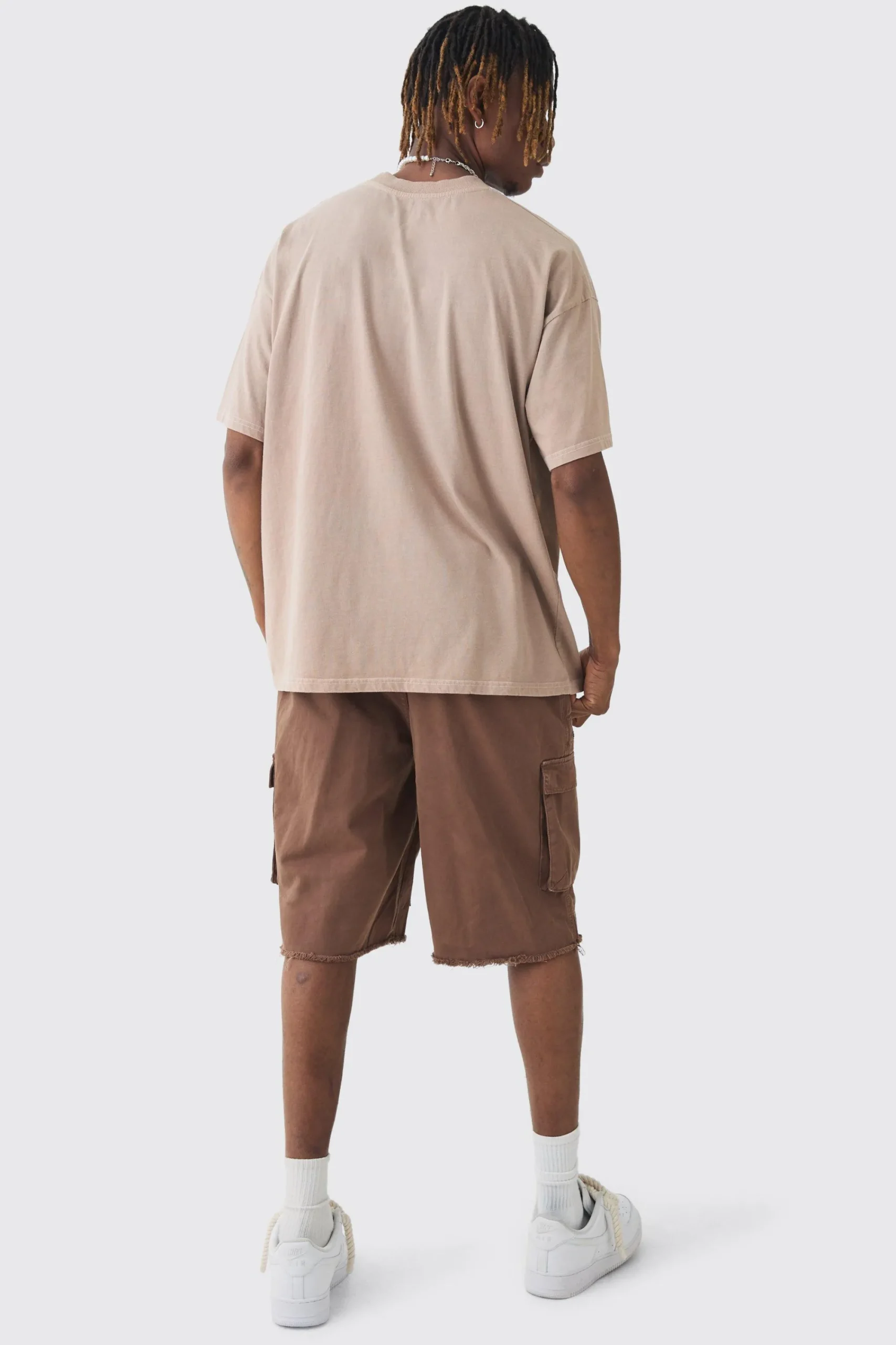 boohooMAN Tall Fixed Waist Raw Hem Relaxed Cargo Shorts | UK| Shorts