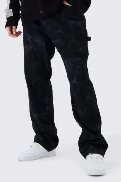 boohooMAN Tall Fixed Waist Relaxed Smoke Wash Carpenter Trouser | UK| Trousers