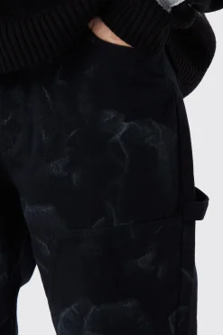 boohooMAN Tall Fixed Waist Relaxed Smoke Wash Carpenter Trouser | UK| Trousers