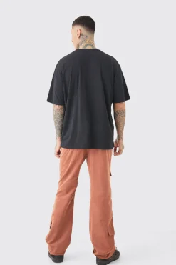 boohooMAN Tall Fixed Waist Relaxed Peached Flare Cargo Trouser | UK| Trousers|Cargos