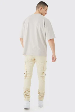 boohooMAN Tall Fixed Waist Skinny Stacked Multi Cargo Trouser | UK| Trousers|Cargos