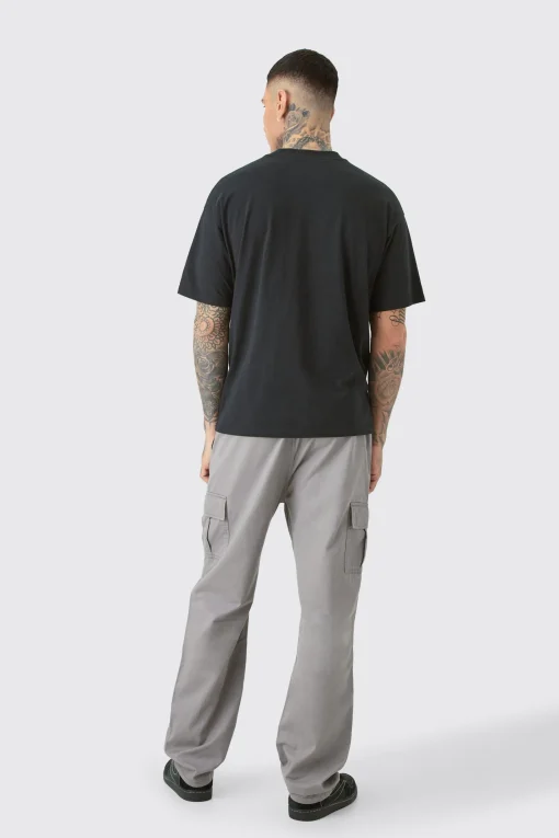 boohooMAN Tall Fixed Waist Twill Straight Leg Cargo Trouser | UK| Trousers|Cargos