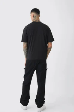 boohooMAN Tall Fixed Waist Washed Twill Stacked Carpenter Trouser | UK| Trousers