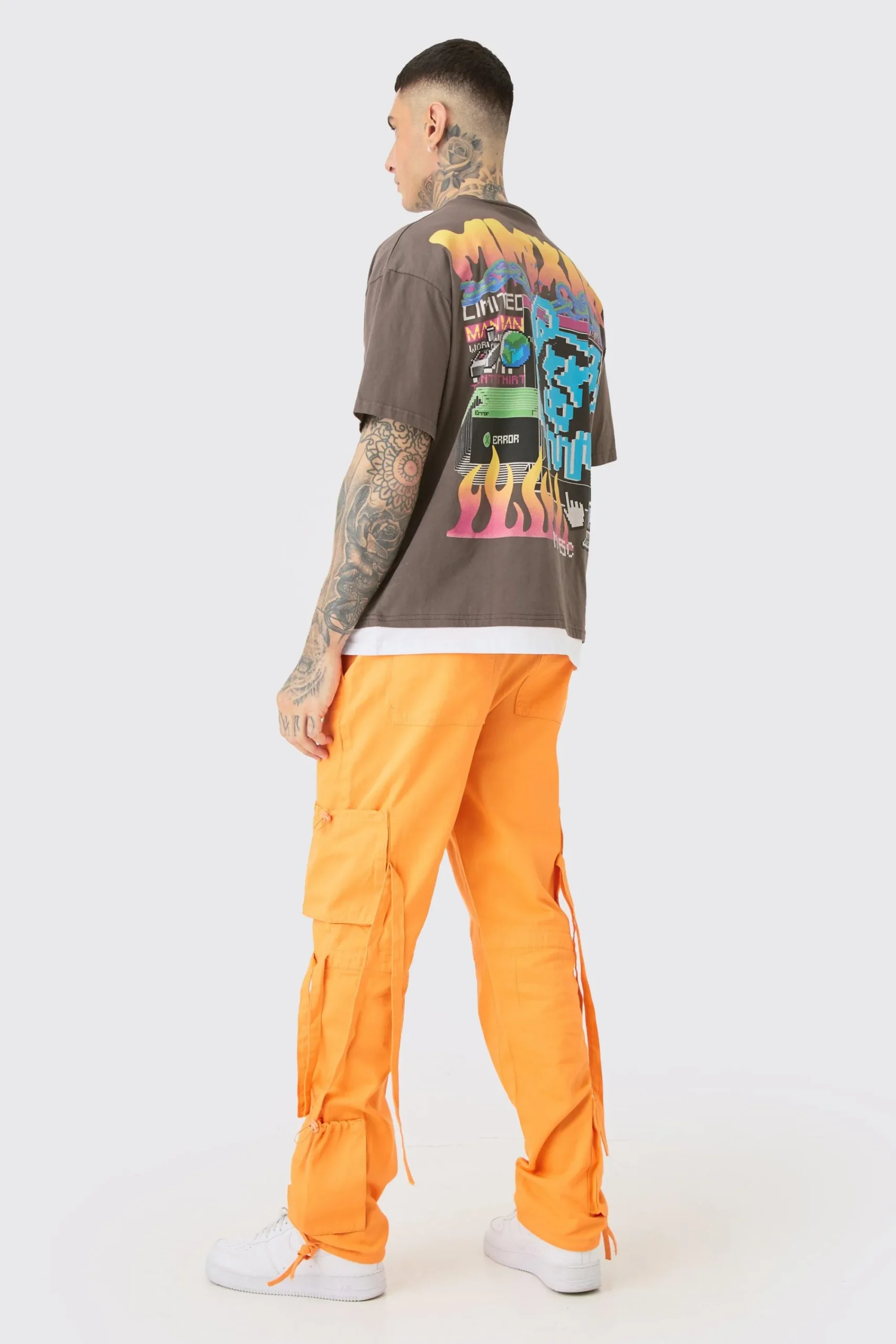 boohooMAN Tall Fixed Waist Washed Twill Multi Cargo Trouser | UK| Trousers|Cargos