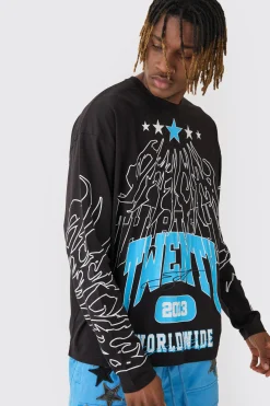 boohooMAN Tall Graphic Long Sleeve T-Shirt | UK| Hoodies & Sweatshirts