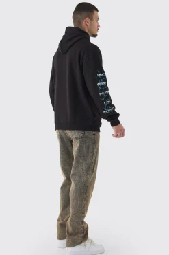 boohooMAN Tall Homme Cross Print Oversized Hoodie In | UK| Hoodies & Sweatshirts