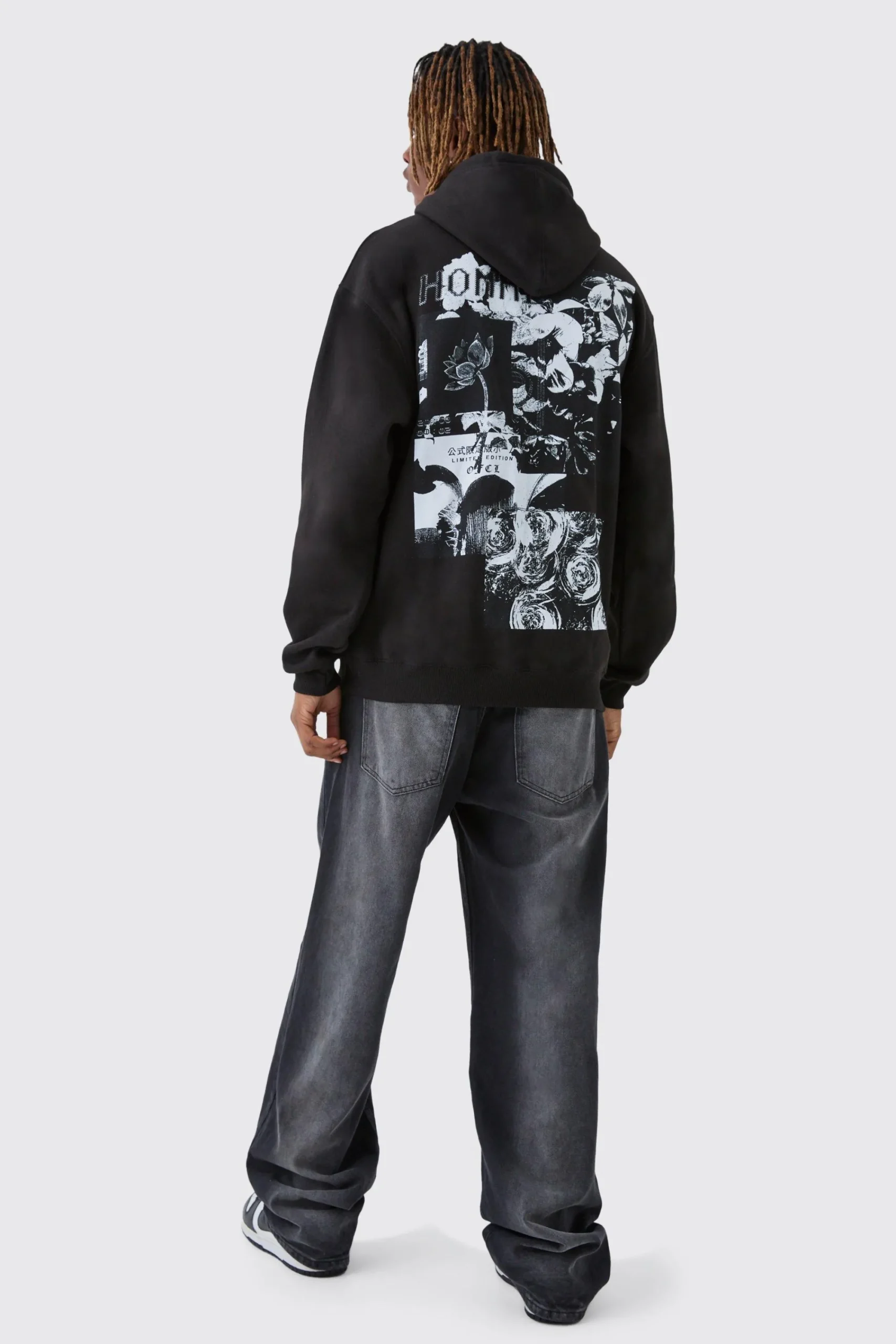 boohooMAN Tall Homme Spliced Floral Graphic Oversized Hoodie | UK| Hoodies & Sweatshirts