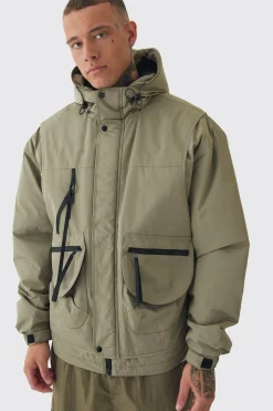 boohooMAN Tall Hooded Utility Tech Parka Jacket In | UK| Coats & Jackets
