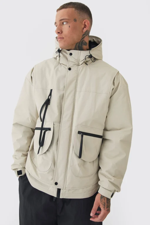 boohooMAN Tall Hooded Utility Tech Parka Jacket In | UK| Coats & Jackets