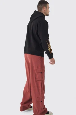 boohooMAN Tall Infamous Flame Print Oversized Hoodie In | UK| Hoodies & Sweatshirts