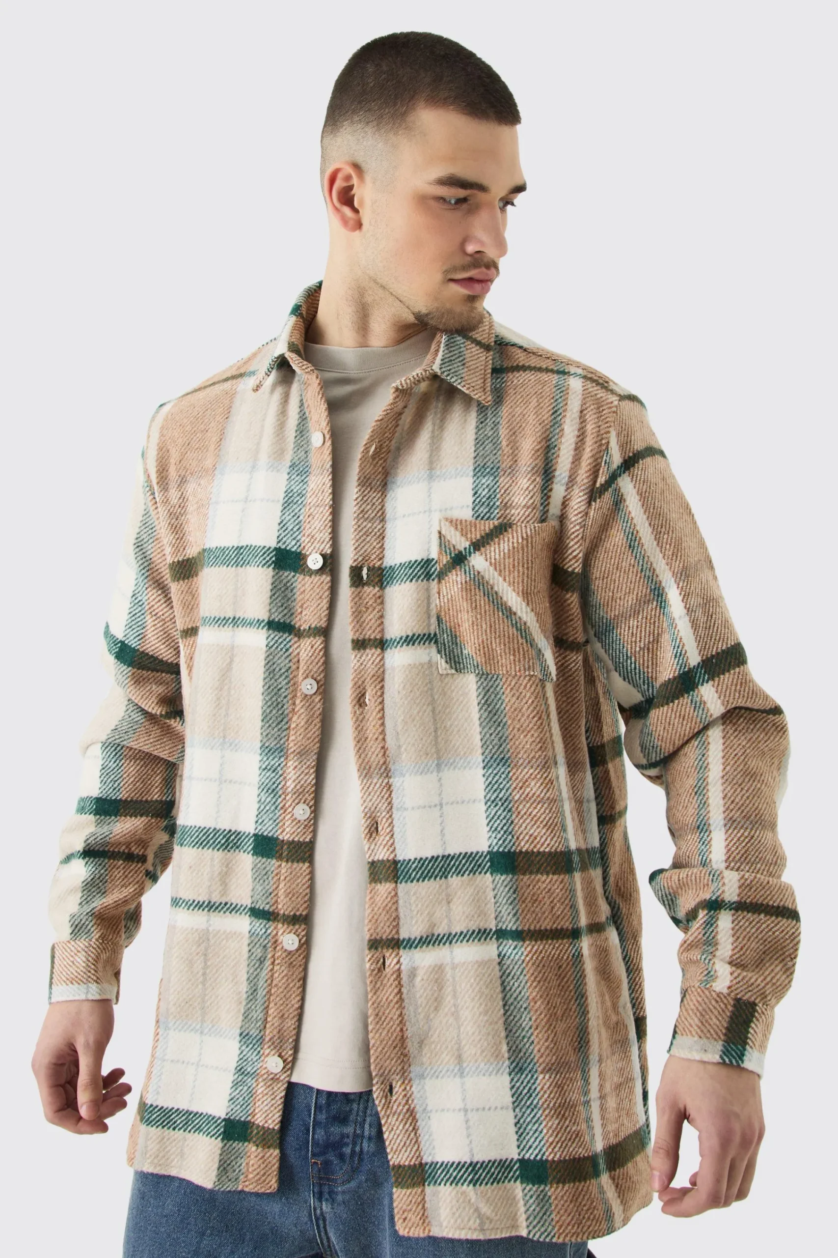 boohooMAN Tall Long Sleeve Check Overshirt | UK| Shirts