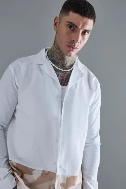 boohooMAN Tall Longsleeve Drop Revere Poplin Camouflage Print Shirt | UK| Shirts