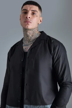 boohooMAN Tall Longsleeve Drop Revere Poplin Camouflage Print Shirt | UK| Shirts