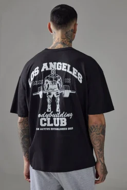 Tall Man Active LA Bodybuilding Club Oversized T-shirt | UK^boohooMAN