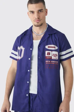 boohooMAN Tall Moto Print Shirt & Short Set In | UK| Sets & Co-Ords