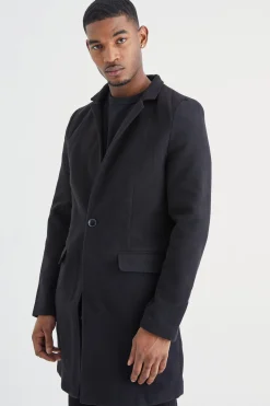 boohooMAN Tall Notch Collar Smart Overcoat | UK| Coats & Jackets