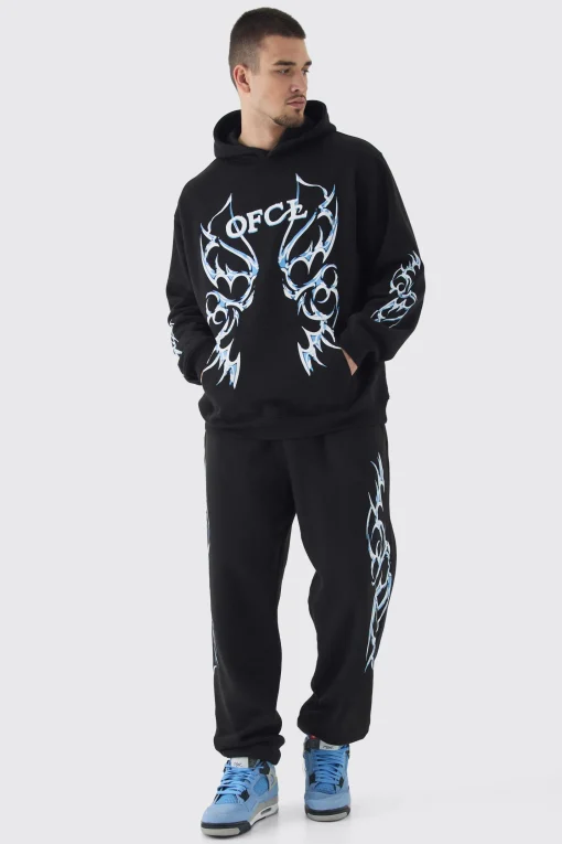boohooMAN Tall OFCL Print Oversized Tracksuit In | UK| Tracksuits