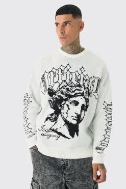boohooMAN Tall OFCL Renaissance Crew Neck Jumper | UK| Knitwear