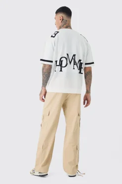 boohooMAN Tall Open Stitch Varsity Jumper | UK| Knitwear