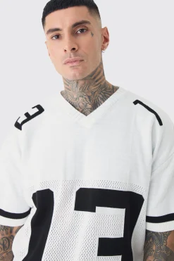 boohooMAN Tall Open Stitch Varsity Jumper | UK| Knitwear