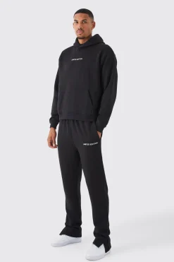 boohooMAN Tall Oversized Boxy Split Hem Tracksuit | UK| Tracksuits