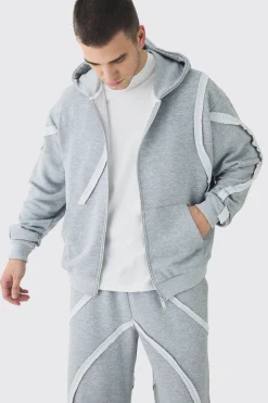 boohooMAN Tall Oversized Boxy Zip Panel Wide Jogger Tracksuit | UK| Tracksuits