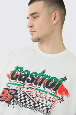 Tall Oversized Castrol GTX License Print T-Shirt | UK^boohooMAN Discount
