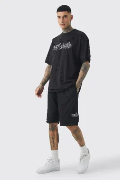 boohooMAN Tall Oversized Double Layer Homme T-shirt & Short Set | UK| Tracksuits