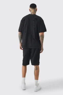 boohooMAN Tall Oversized Double Layer Homme T-shirt & Short Set | UK| Tracksuits