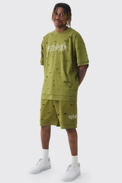 boohooMAN Tall Oversized Double Layer Homme T-shirt & Short Set | UK| Tracksuits