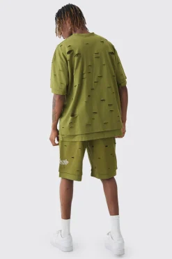 boohooMAN Tall Oversized Double Layer Homme T-shirt & Short Set | UK| Tracksuits