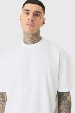 Tall Oversized Extended Neck T-shirt | UK^boohooMAN Sale