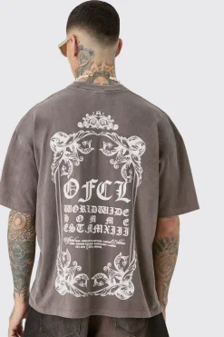 Tall Oversized Extended Neck Washed T-shirt | UK^boohooMAN