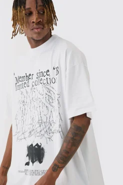 Tall Oversized Extended Neck Limited Print T-shirt | UK^boohooMAN Discount