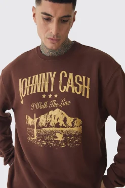 boohooMAN Tall Oversized Johnny Cash Licensed Sweatshirt | UK| Hoodies & Sweatshirts